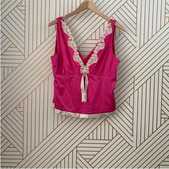 Polo Jean Company Ralph Lauren silk lace trim sleeveless top plunging neck L - Picture 10 of 11